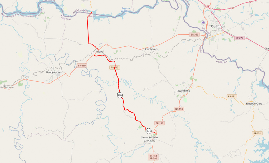 PR-092 entre Santo Antônio da Platina e Andirá