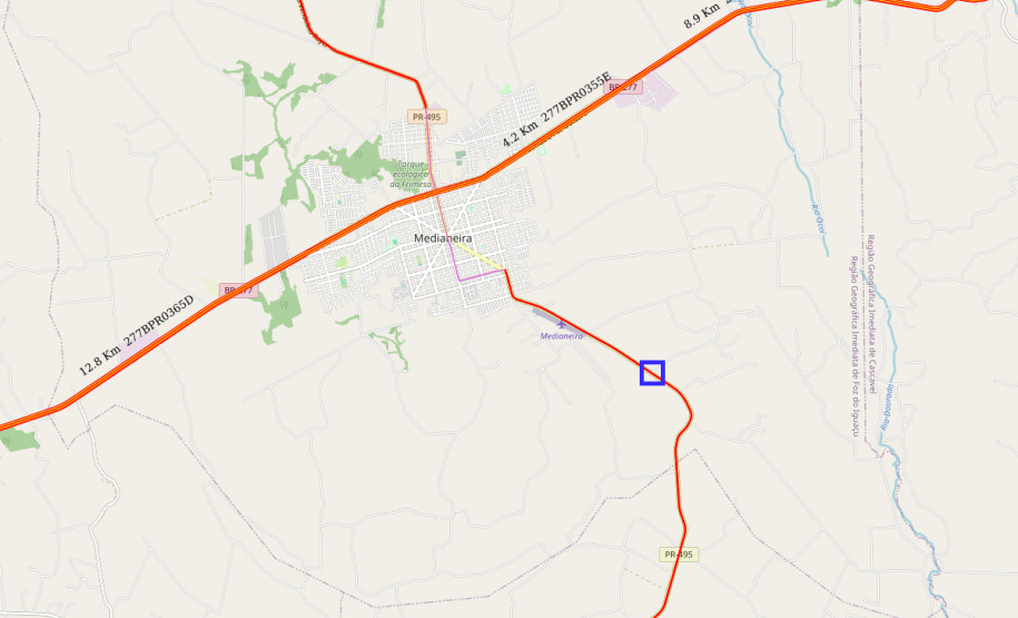PR-495 Medianeira, local do novo trevo (mapa)