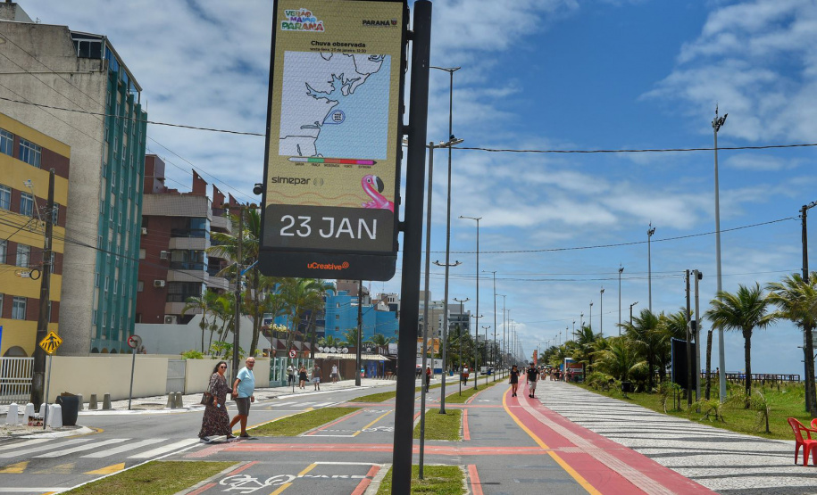 SIMEPAR - PAINÉIS DO SIMEPAR TRAZEM PREVISÃO DO TEMPO ATUALIZADA PARA OS TURISTAS NO LITORAL