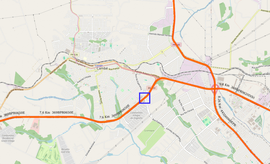 Cruzamento entre a BR-369 e a Rua da Esperança em Cambé (mapa)