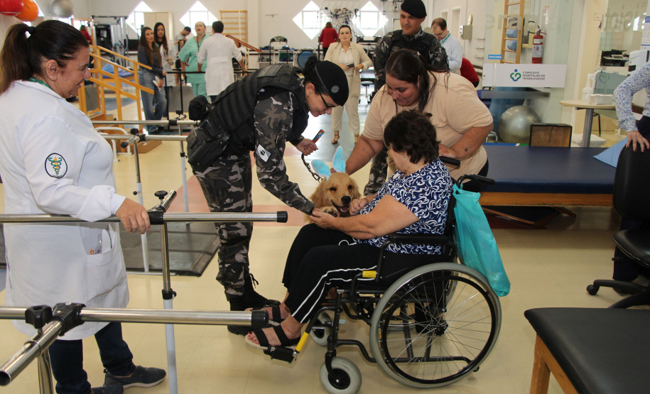 SESA - Hospital de Reabilitação inicia projeto de terapia com cães da Polícia Militar