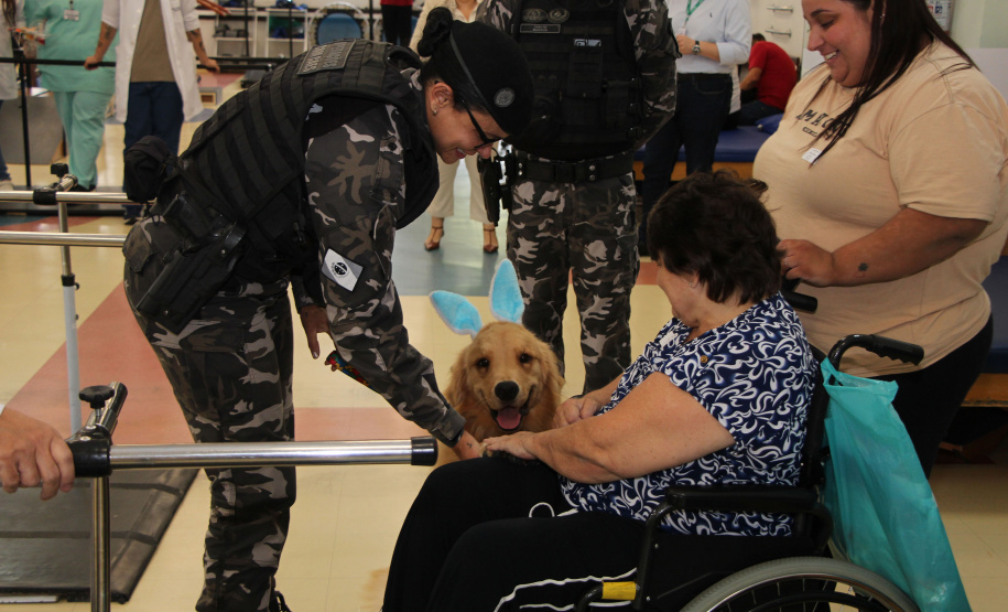 SESA - Hospital de Reabilitação inicia projeto de terapia com cães da Polícia Militar