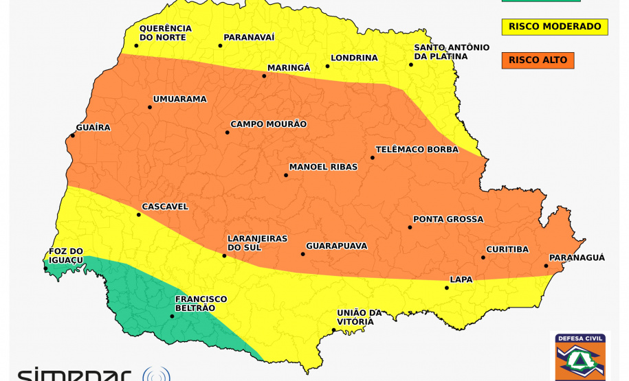 Defesa Civil alerta para risco alto de tempestades e granizo nesta quarta-feira