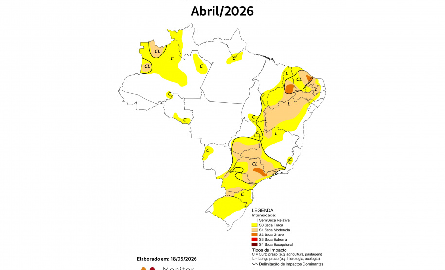 MONITOR APONTA RECUO DA SECA NO LESTE E AVANÇO NO SUL E NOROESTE DO PARANÁ, EM ABRIL