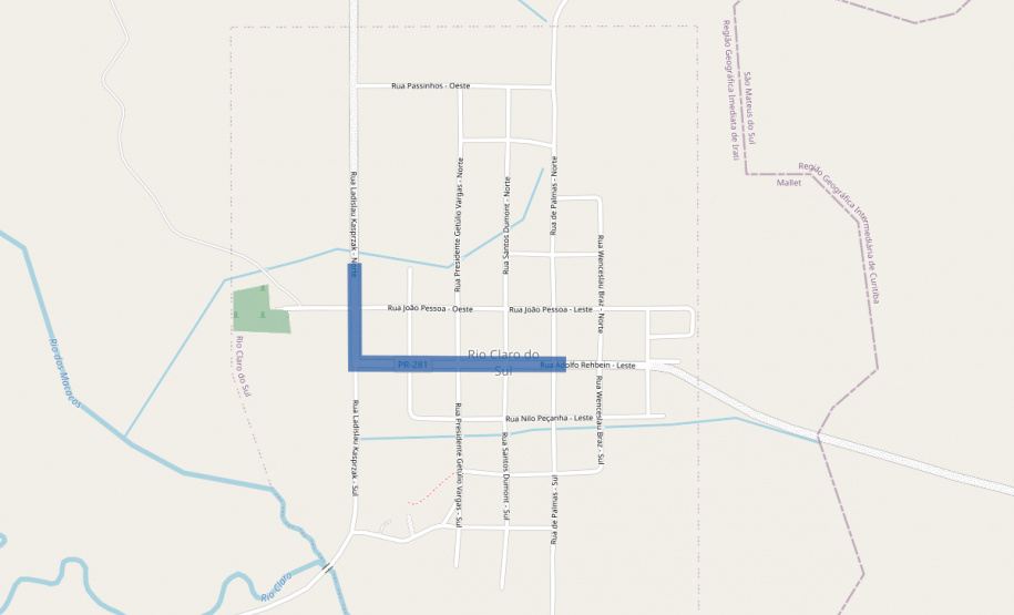 Mallet - Pavimentação em Rio Claro do Sul (mapa)