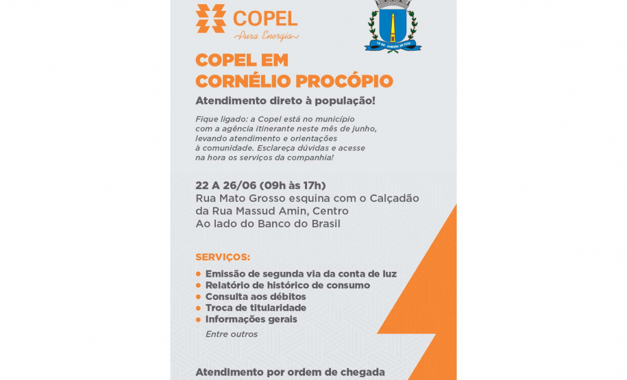 Copel leva Van de Atendimento Itinerante a Cornélio Procópio para facilitar acesso do cliente a serviços e orientações