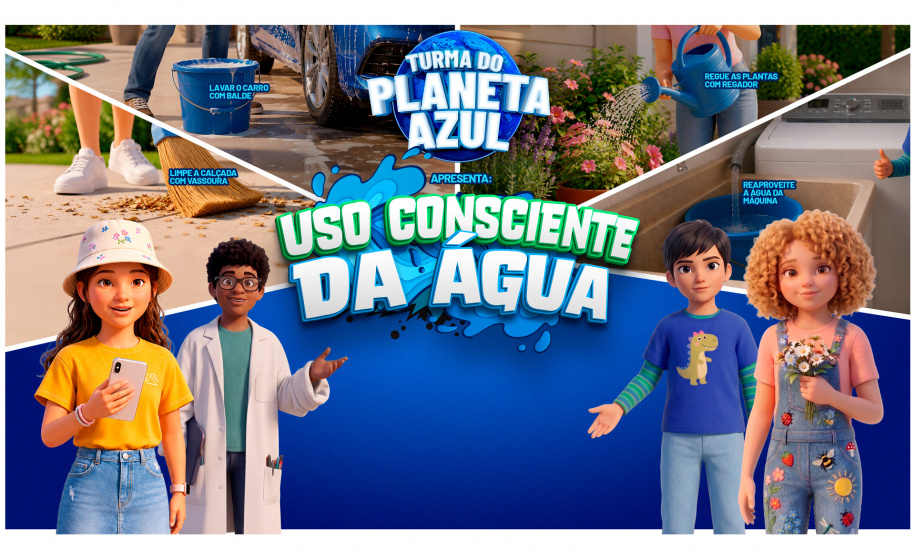 Turma do Planeta Azul ganha versão digital para mostrar como economizar água em situações do cotidiano
