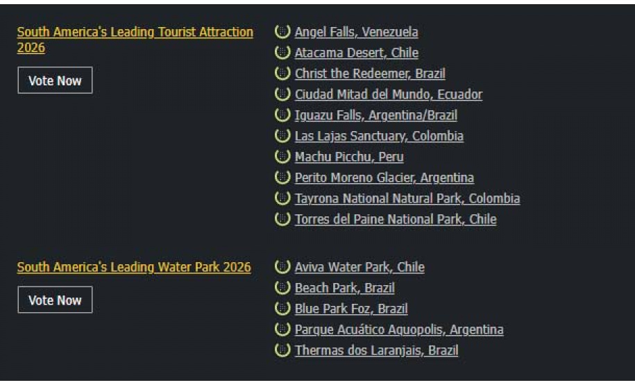 Paraná tem atrativos e serviços concorrendo no Óscar do Turismo mundial