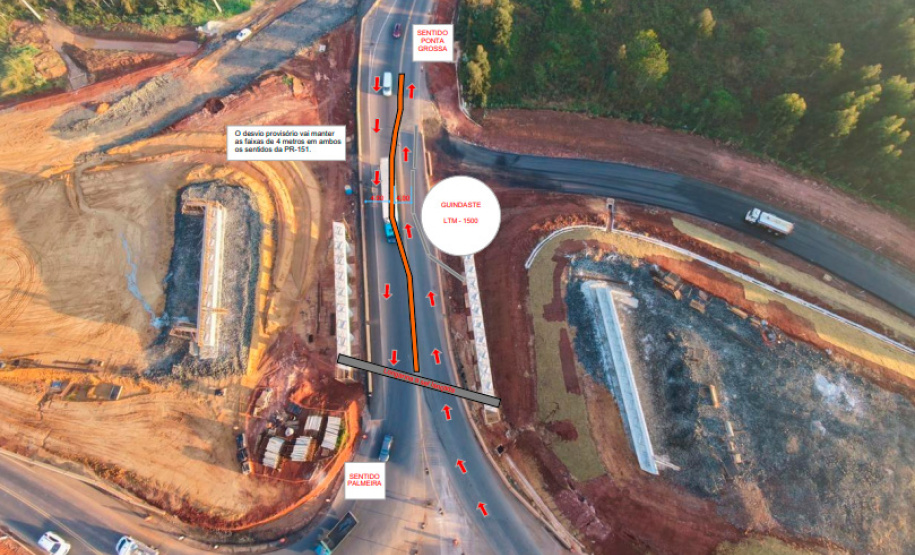 Rodovia PR-151 terá bloqueios temporários em trecho de obras de duplicação