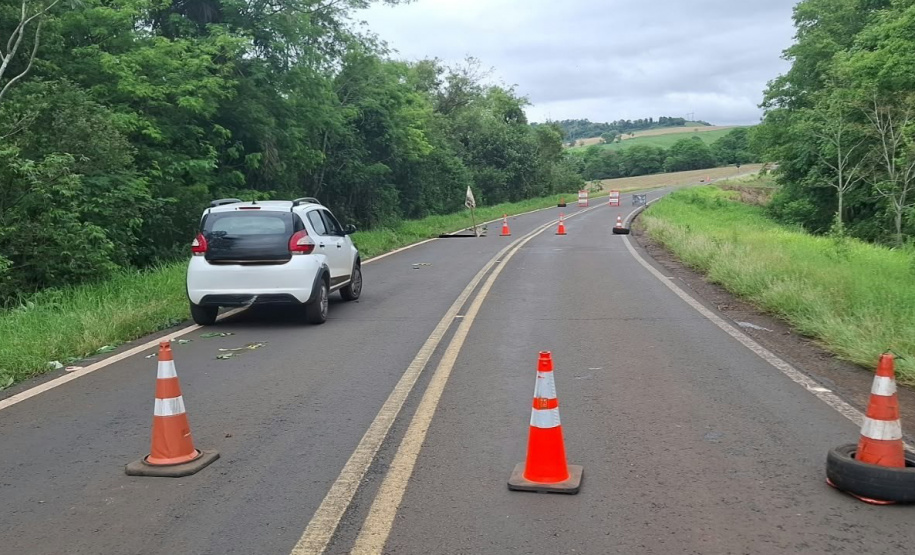 DER - DER/PR atua na sinalização e planeja obra emergencial na PR-592, em Nova Prata do Iguaçu
