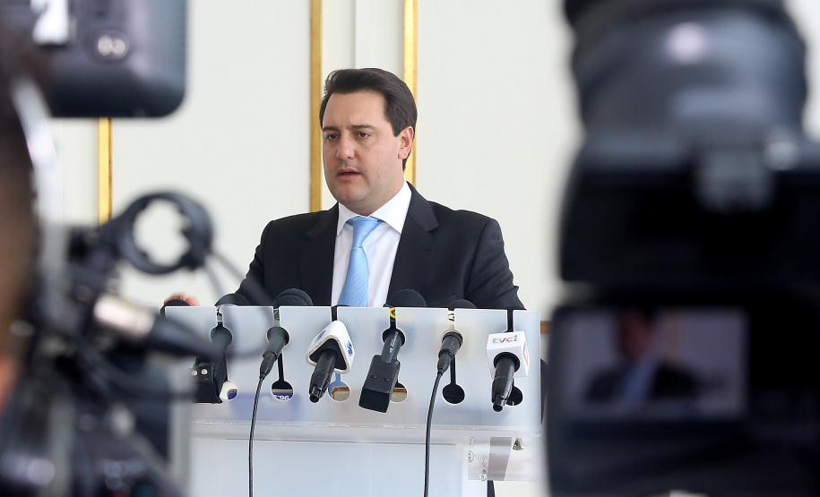 Governador Carlos Massa Ratinho Júnior, durante coletiva de imprensa no Palácio Iguaçu. - Curitiba, 02/01/2019 - Foto: Jaelson Lucas/ANPr