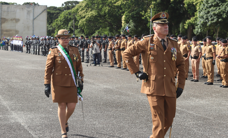 Governador Carlos Massa Ratinho Júnior participa da cerimônia de troca de comando da Polícia Militar do Paraná. O novo camandante-geral é o coronel Péricles de Matos. Ele substitui no cargo a coronel Audilene Dias Rocha. - Curitiba, 08/01/2019 - Foto: Rodrigo Félix Leal