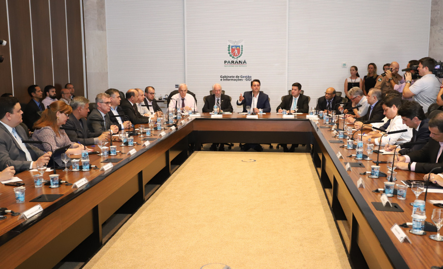 Governador Carlos Massa Ratinho Júnior durante reunião do secretariado. - Curitiba, 08/01/2019 - Foto: Rodrigo Félix Leal