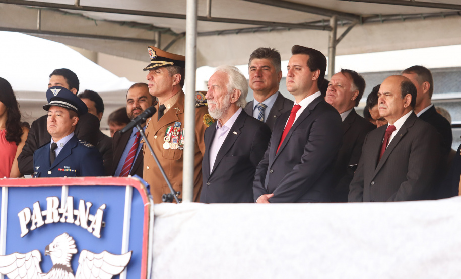 O governador Carlos Massa Ratinho Junior participa da solenidade de troca de comando do Corpo de Bombeiros do Paraná. O coronel Samuel Prestes assume o comando, em substituição ao coronel Antônio Carlos de Morais, que ocupava interinamente o cargo. - Curitiba, 21/01/2019 - Foto: Rodrigo Felix Leal/ANPr