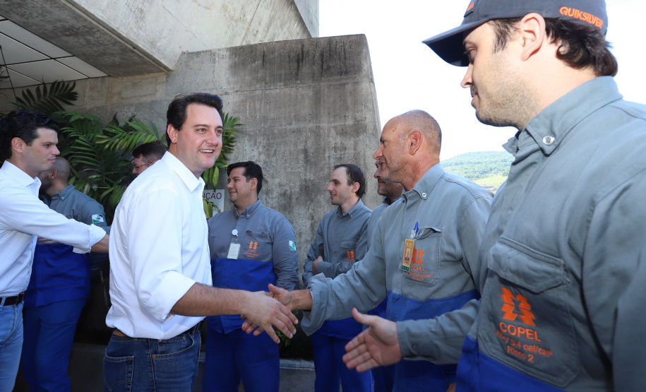 Governador Carlos Massa Ratinho Junior, acompanhado do presidente da Copel, Daniel Pimentel, visita a Usina Governador Bento Munhoz da Rocha Netto (Foz do Areia), no município de Pinhão - Pinhão, 22/01/2019 - Foto: Rodrigo Félix Leal