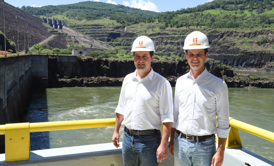 Governador Carlos Massa Ratinho Junior, acompanhado do presidente da Copel, Daniel Pimentel, visita a Usina Governador Bento Munhoz da Rocha Netto (Foz do Areia), no município de Pinhão - Pinhão, 22/01/2019 - Foto: Rodrigo Félix Leal