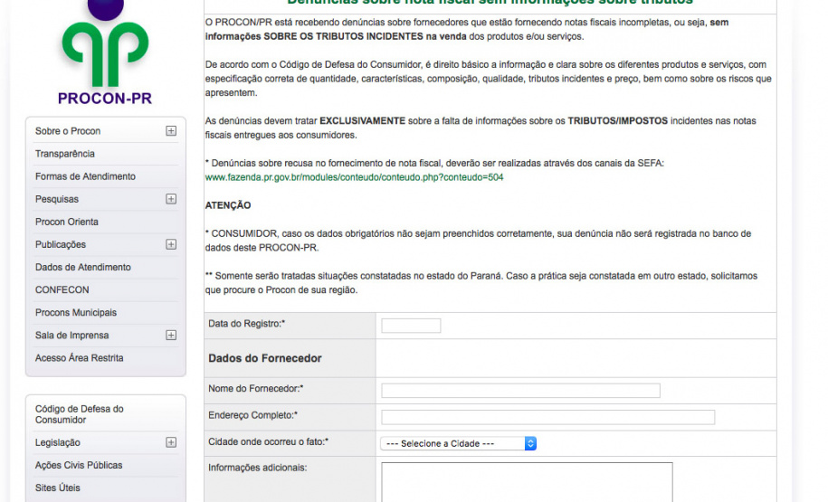 Site do Procon tem ferramenta para denúncias de notas fiscais