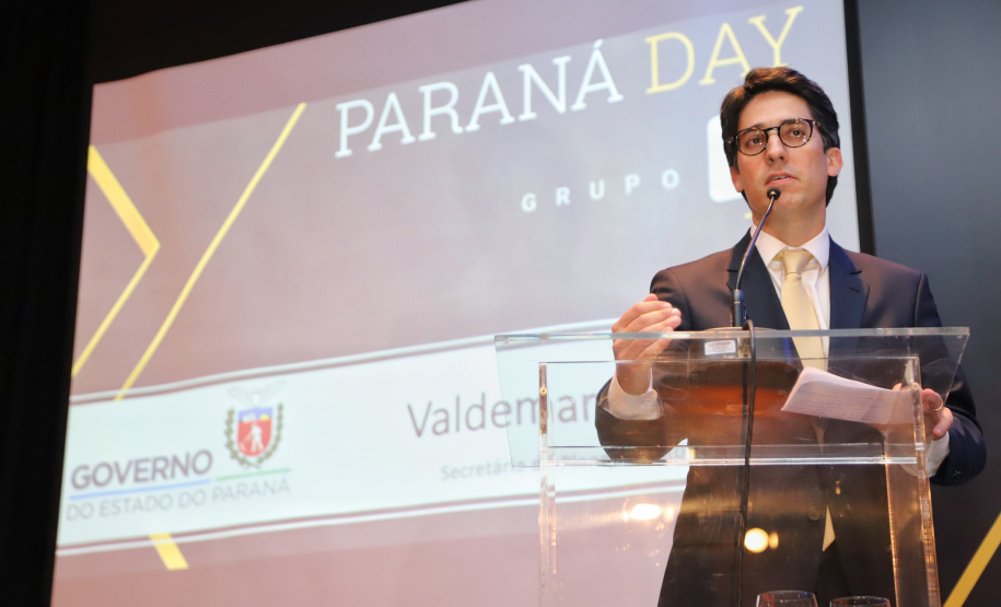Secretário de Planejamento, Valdemar Jorge, durante apresentação no evento Paraná Day.  -  Curitiba, 05/02/2019  -  Foto: José Fernando Ogura/ANPr