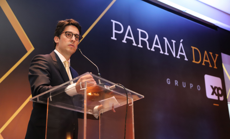 Secretário de Planejamento, Valdemar Jorge, durante apresentação no evento Paraná Day.  -  Curitiba, 05/02/2019  -  Foto: José Fernando Ogura/ANPr