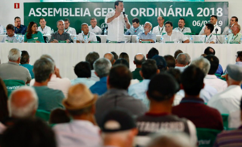 O governador Carlos Massa Ratinho Junior participou nesta quarta-feira (06), em Maringá, da Assembleia Geral Ordinária de prestação de contas do exercício 2018 da Cocamar.  -  Maringá, 06/02/2019  -  Foto:Mateus Girotto/Cocamar
