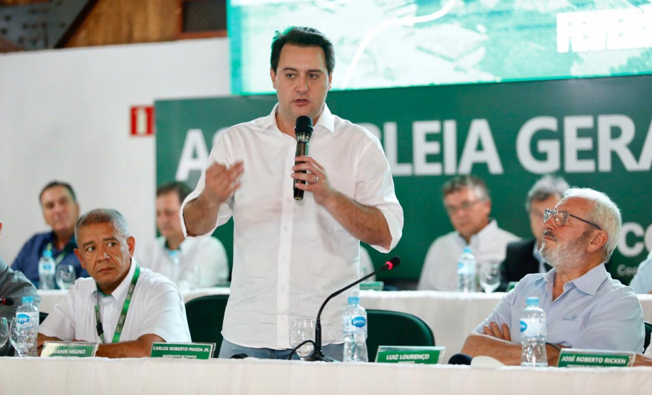 O governador Carlos Massa Ratinho Junior participou nesta quarta-feira (06), em Maringá, da Assembleia Geral Ordinária de prestação de contas do exercício 2018 da Cocamar.  -  Maringá, 06/02/2019  -  Foto:Mateus Girotto/Cocamar