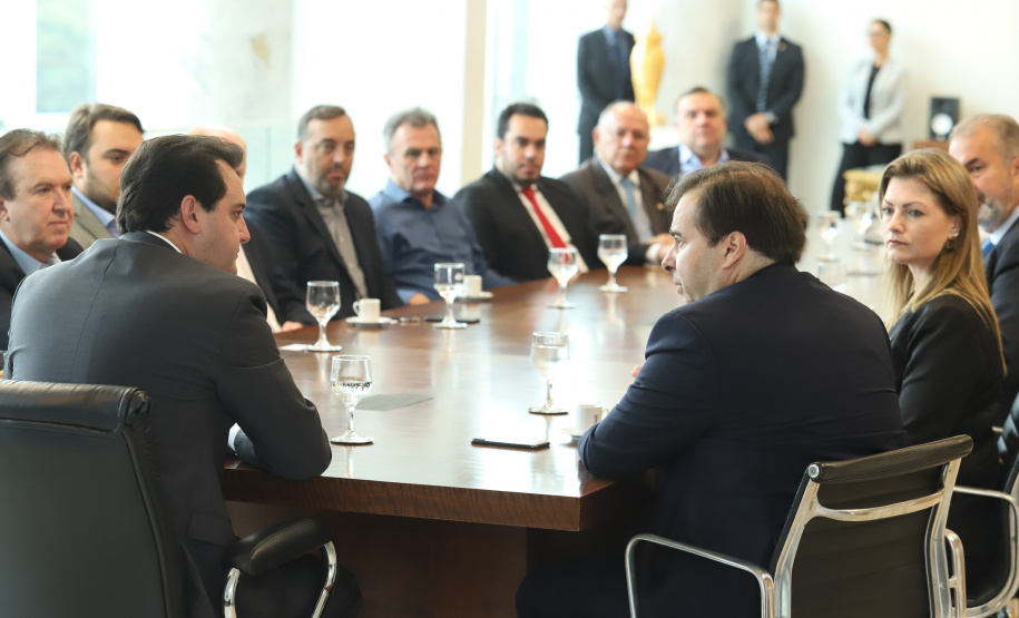 Governador Carlos Massa Ratinho Júnior recebe o presidente da Câmara dos Deputados, Rodrigo Maia. Curitiba, 15/02/2019. Foto: Rodrigo Felix Leal/ANPr