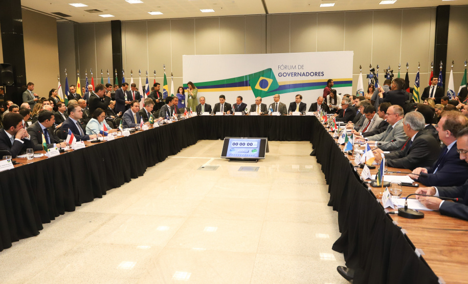 O governador Carlos Massa Ratinho Junior participou nesta quarta-feira (20), em Brasília, do Fórum de Governadores, que reuniu os chefes do Executivo dos 26 Estados e do Distrito Federal.   -  Brasília, 20/02/2019  -  Foto: Rodrigo Félix Leal/ANPr