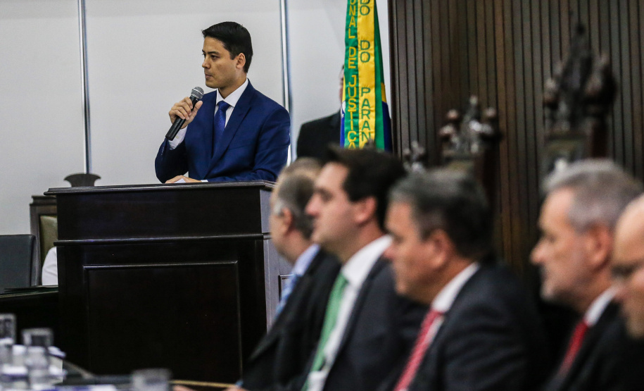 O governador Carlos Massa Ratinho Junior participa da solenidade que formaliza a Força-Tarefa Infância Segura de Prevenção e Combate a Crimes Contra a Criança, nesta quinta-feira (21) no Palácio da Justiça. Curitiba, 21/02/2019 - Foto: Geraldo Bubniak/ANPr