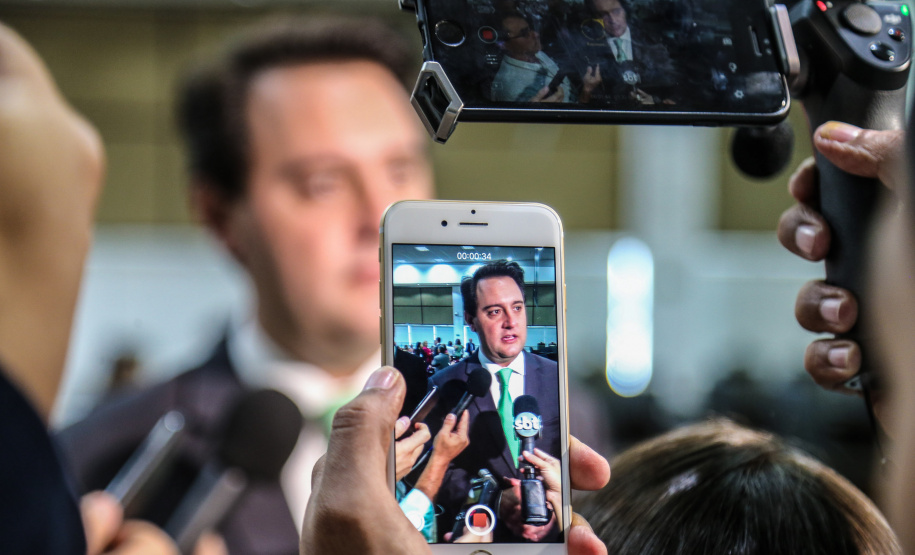 O governador Carlos Massa Ratinho Junior participa da solenidade que formaliza a Força-Tarefa Infância Segura de Prevenção e Combate a Crimes Contra a Criança, nesta quinta-feira (21) no Palácio da Justiça. Curitiba, 21/02/2019 - Foto: Geraldo Bubniak/ANPr