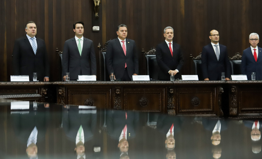 O governador Carlos Massa Ratinho Junior participa da solenidade que formaliza a Força-Tarefa Infância Segura de Prevenção e Combate a Crimes Contra a Criança, nesta quinta-feira (21) no Palácio da Justiça. Curitiba, 21/02/2019 - Foto: Rodrigo Félix Leal/ANPr