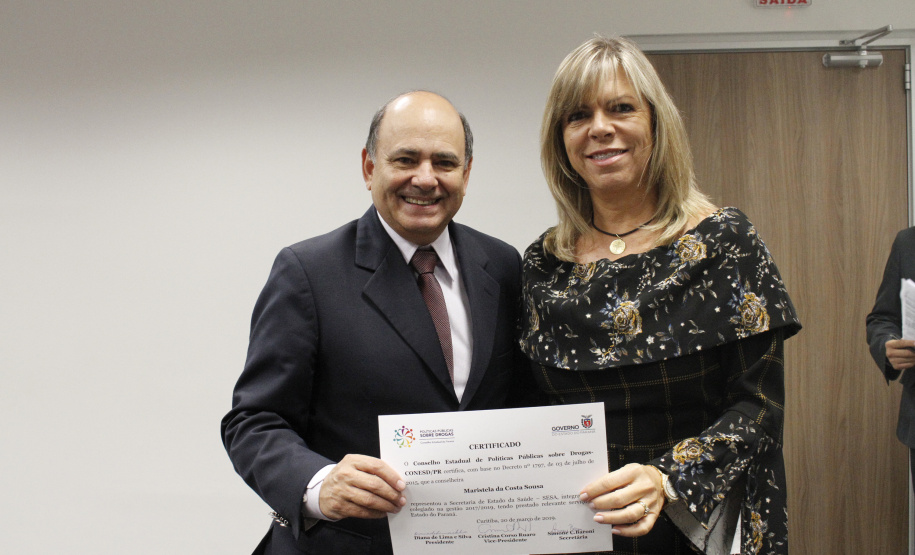 O secretário da Segurança Pública e Administração Penitenciária do Paraná, Luiz Felipe Carbonell, participou nesta quarta-feira (20) da solenidade de posse do novo presidente e dos novos conselheiros dos Conselho Estadual de Políticas Públicas sobre Drogas (Conesd) para o biênio 2019-2021.A cerimônia ocorreu na sede da secretaria, no Centro Cívico, em Curitiba.  -  Curitiba, 20/03/2019  -  Foto: Divulgação SESP