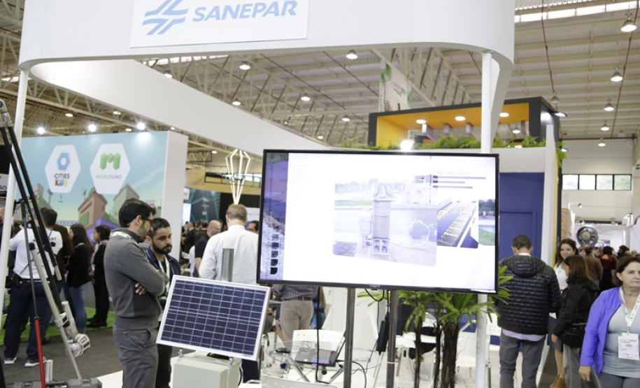 A Sanepar apresenta seus projetos de pesquisa no Congresso Mundial Smart City, em Curitiba, nesta quinta e sexta-feira (21 e 22/3). No estande da Companhia de Saneamento do Paraná os participantes podem conhecer as tecnologias aplicadas em campo pela empresa.  -  Curitiba, 21/03/2019  -  Foto: Divulgação Sanepar