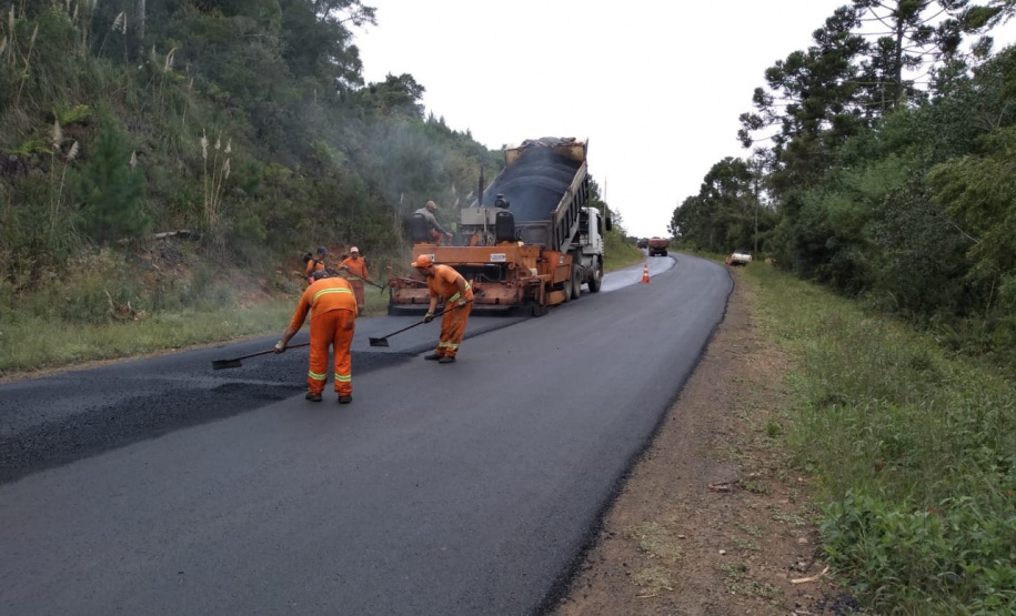 recapeamento da rodovia PR-170, trecho Entr. BR-153(Jangada do Sul) - Bituruna. Executados 25 km do total de 46,27 km.  -  Curitiba, 02/04/2019  -  Foto: Divulgação DER/SEIL