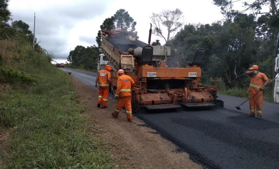 recapeamento da rodovia PR-170, trecho Entr. BR-153(Jangada do Sul) - Bituruna. Executados 25 km do total de 46,27 km.  -  Curitiba, 02/04/2019  -  Foto: Divulgação DER/SEIL