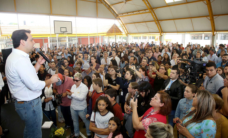 Governador Carlos Massa Ratinho Júnior inaugura em Guarapuava a nova sede do Colégio Estadual Leni Marlene Jacob  -  Guarapuava, 04/04/2019  -  Foto: Jaelson Lucas/ANPr