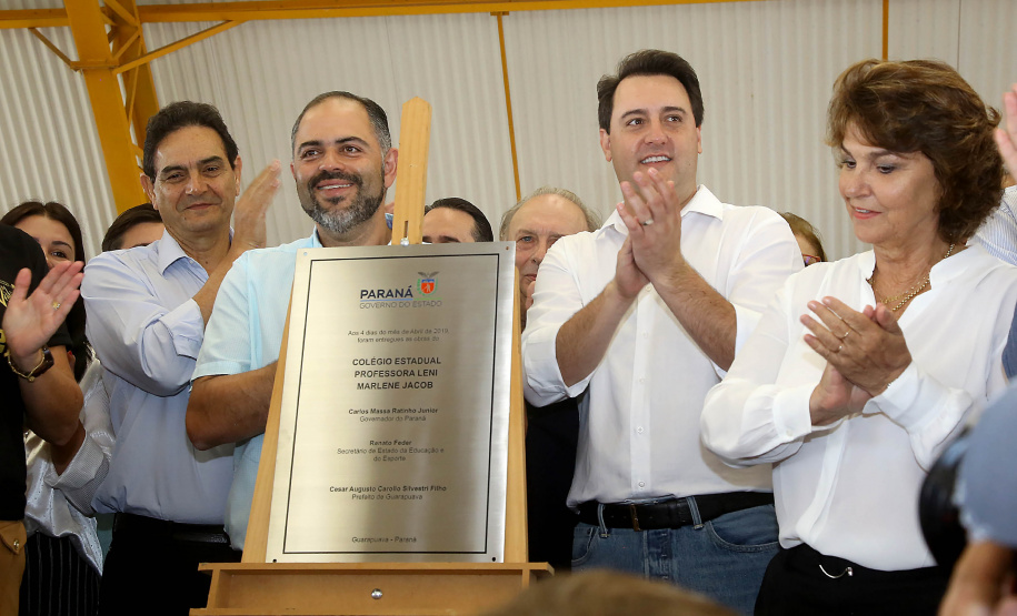 Governador Carlos Massa Ratinho Júnior inaugura em Guarapuava a nova sede do Colégio Estadual Leni Marlene Jacob  -  Guarapuava, 04/04/2019  -  Foto: Jaelson Lucas/ANPr