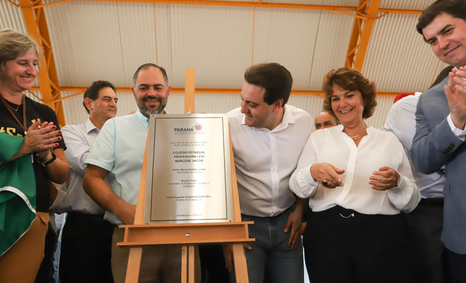 Governador Carlos Massa Ratinho Júnior inaugura em Guarapuava a nova sede do Colégio Estadual Leni Marlene Jacob  -  Guarapuava, 04/04/2019  -  Foto: Rodrigo Felix Leal/ANPr