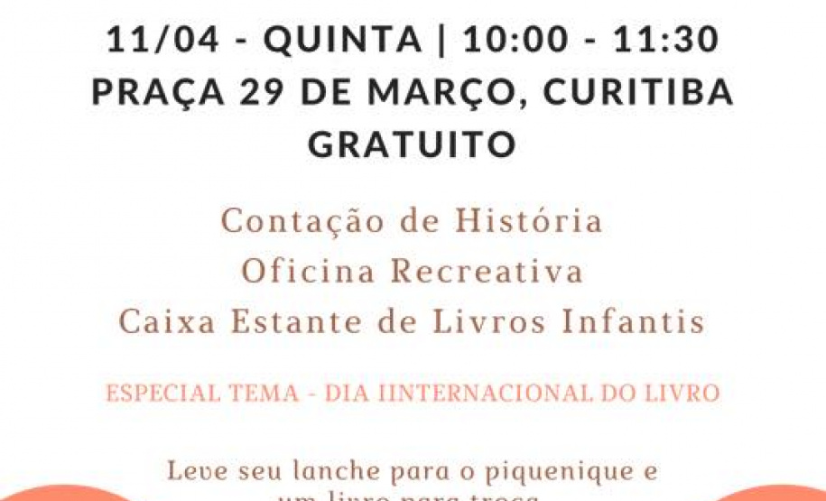 A Biblioteca Pública do Paraná promove nesta quinta-feira (11) mais uma edição do Piquenique Literário — projeto que leva contação de histórias, oficinas e rodas de leituras para espaços ao ar livre da cidade.  _  Foto: Divulgação BPP