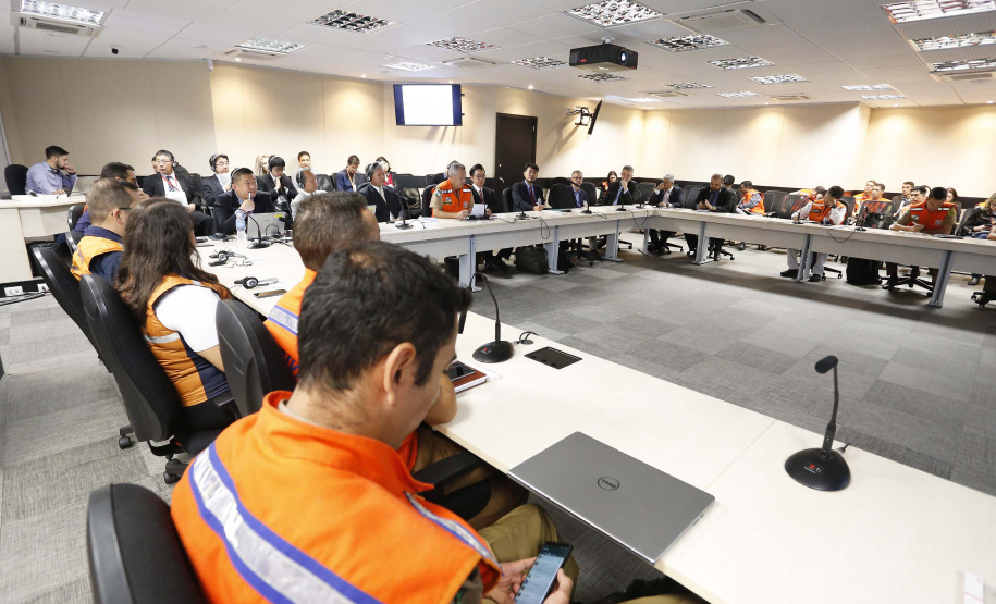 Reunião da Defesa Civil, Simepar e Jica, para discutir resultados do projeto de monitoramento metereológico por radar. N/F: coordenador da Defesa Civil do Paraná, cel. Ricardo Silva.Curitiba, 22-04-19.Foto: Arnaldo Alves / ANPr.