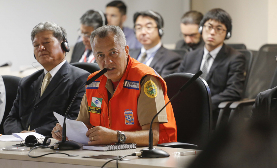 Reunião da Defesa Civil, Simepar e Jica, para discutir resultados do projeto de monitoramento metereológico por radar. N/F: coordenador da Defesa Civil do Paraná, cel. Ricardo Silva.Curitiba, 22-04-19.Foto: Arnaldo Alves / ANPr.