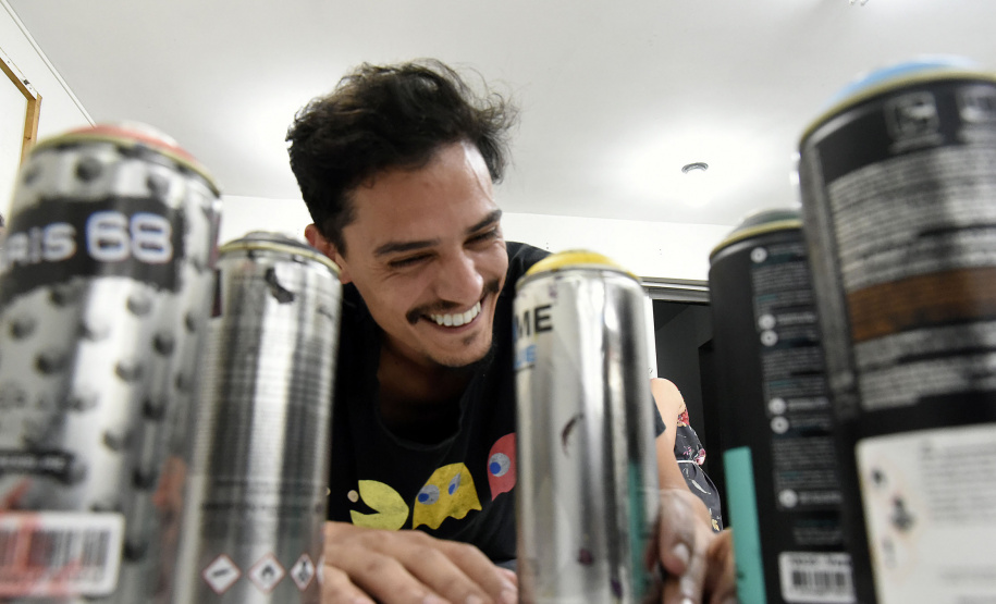 Curso Técnicas da Arte Urbana, por Marciel Conrado.Curitiba, 17 de abril de 2019.Foto: Kraw penas/SEEC