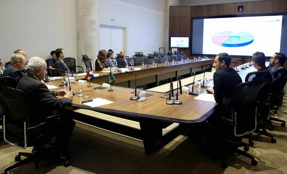 O embaixador também reuniu-se com representantes das secretarias e órgãos estaduais, que mostraram as potencialidades do Paraná, especial nas produções agropecuária e industrial. Foto:Jaelson Lucas / ANPr