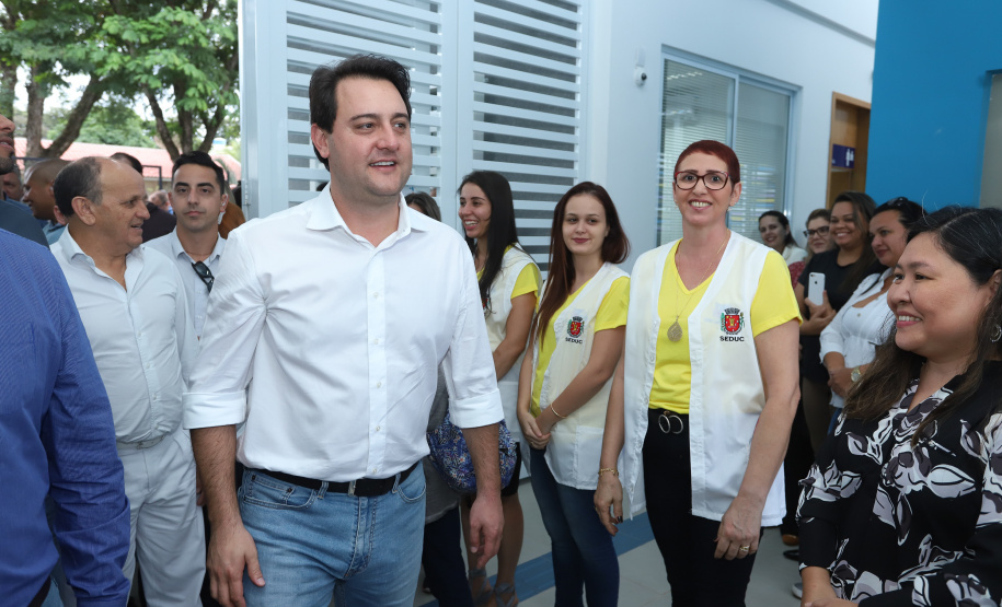 O governador Carlos Massa Ratinho Junior também inaugurou nesta quinta-feira (16) o CMEI José Prestes Neto, no Jardim Alvorada, em Maringá. O prédio de 3 mil metros quadrados tem capacidade para até 500 alunos do berçário ao 5° ano.Foto Rodrigo Felix Leal/ANPr