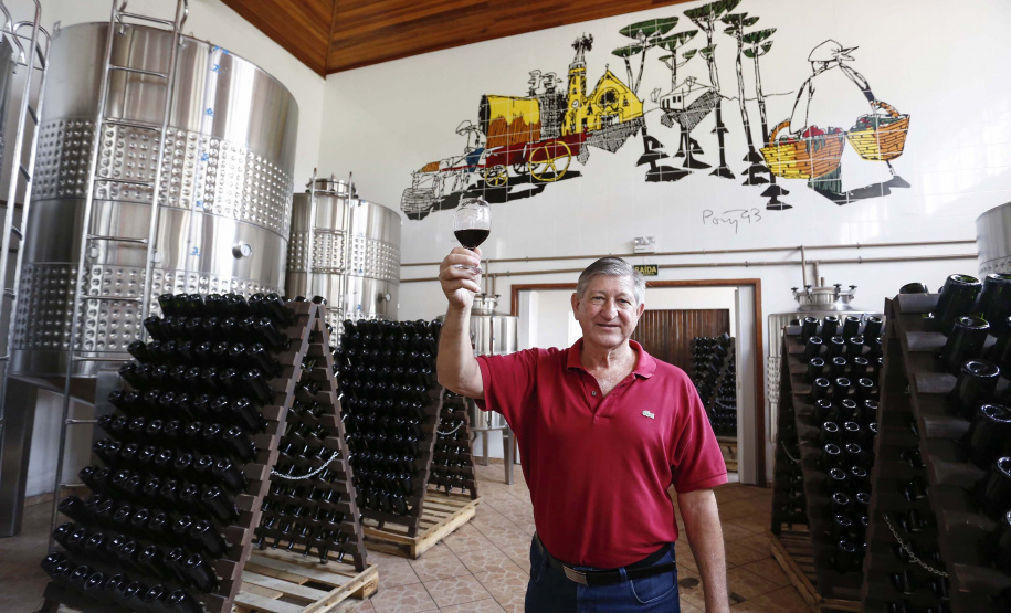 Vinícula Araucária, em São José dos Pinhais. N/F: Renato Adur, proprietário da vinícula.São José dos Pinhais, 26-04-19.Foro: Arnaldo Alves / ANPr.