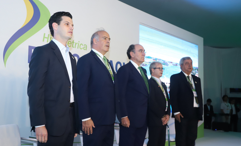 A Usina Hidrelétrica Baixo Iguaçu, último aproveitamento energético do Rio Iguaçu, foi inaugurada nesta quinta-feira (23) em Capanema, no Sudoeste do Estado. O empreendimento foi construído por um consórcio formado pela Copel e a Neonergia e recebeu investimento de R$ 2,3 bilhões. Foto: Rodrigo Felix Leal/ANPr