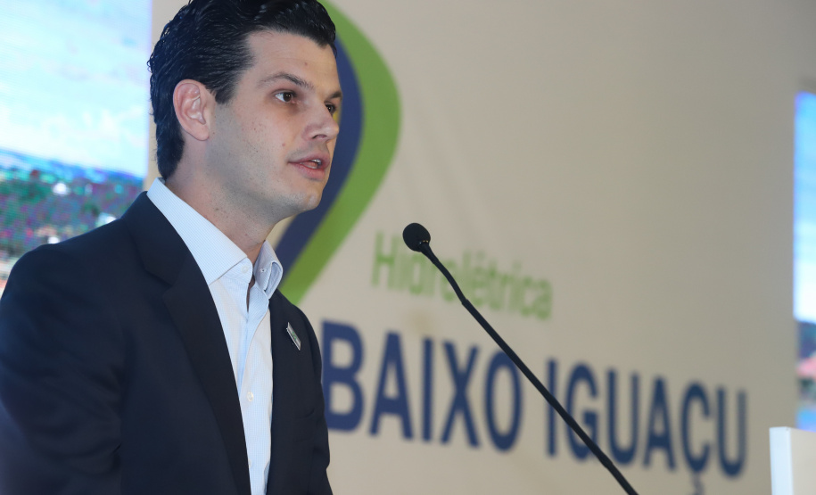 A Usina Hidrelétrica Baixo Iguaçu, último aproveitamento energético do Rio Iguaçu, foi inaugurada nesta quinta-feira (23) em Capanema, no Sudoeste do Estado. O empreendimento foi construído por um consórcio formado pela Copel e a Neonergia e recebeu investimento de R$ 2,3 bilhões. Foto: Rodrigo Felix Leal/ANPr