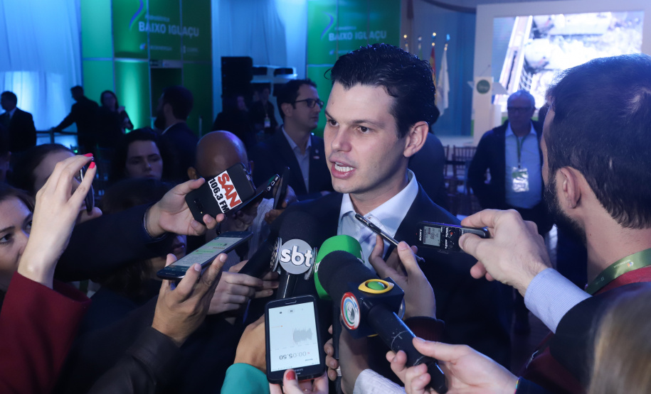 A Usina Hidrelétrica Baixo Iguaçu, último aproveitamento energético do Rio Iguaçu, foi inaugurada nesta quinta-feira (23) em Capanema, no Sudoeste do Estado. O empreendimento foi construído por um consórcio formado pela Copel e a Neonergia e recebeu investimento de R$ 2,3 bilhões. Foto: Rodrigo Felix Leal/ANPr