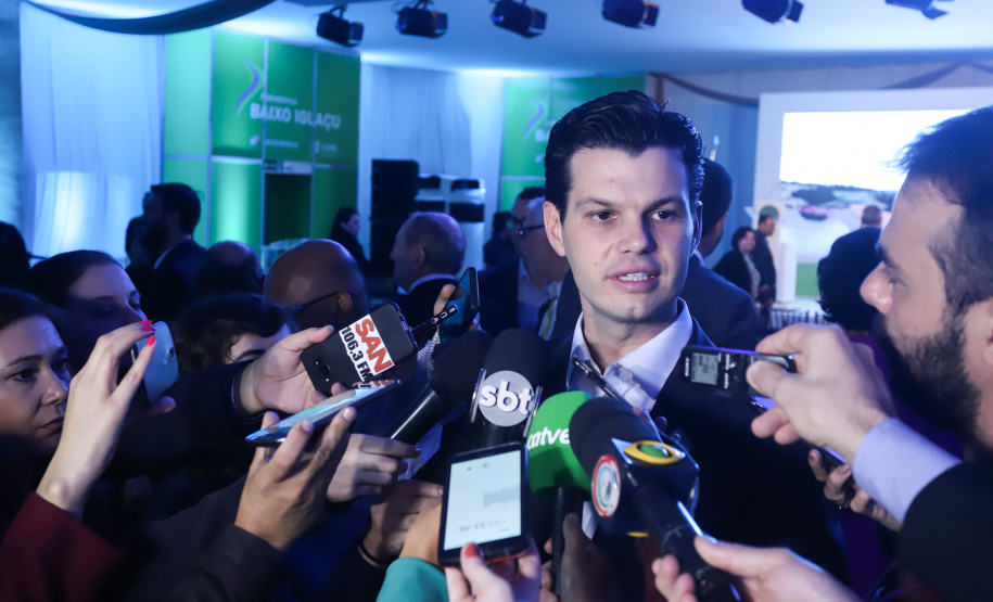 A Usina Hidrelétrica Baixo Iguaçu, último aproveitamento energético do Rio Iguaçu, foi inaugurada nesta quinta-feira (23) em Capanema, no Sudoeste do Estado. O empreendimento foi construído por um consórcio formado pela Copel e a Neonergia e recebeu investimento de R$ 2,3 bilhões. Foto: Rodrigo Felix Leal/ANPr