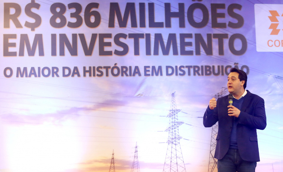 O governador Carlos Massa Ratinho Junior e o presidente da Copel, Daniel Pimentel Slaviero, anunciaram nesta sexta-feira (24) os investimentos da Companhia na região Oeste do Paraná para os próximos três anos. Foto: Jaelson Lucas/ANPr