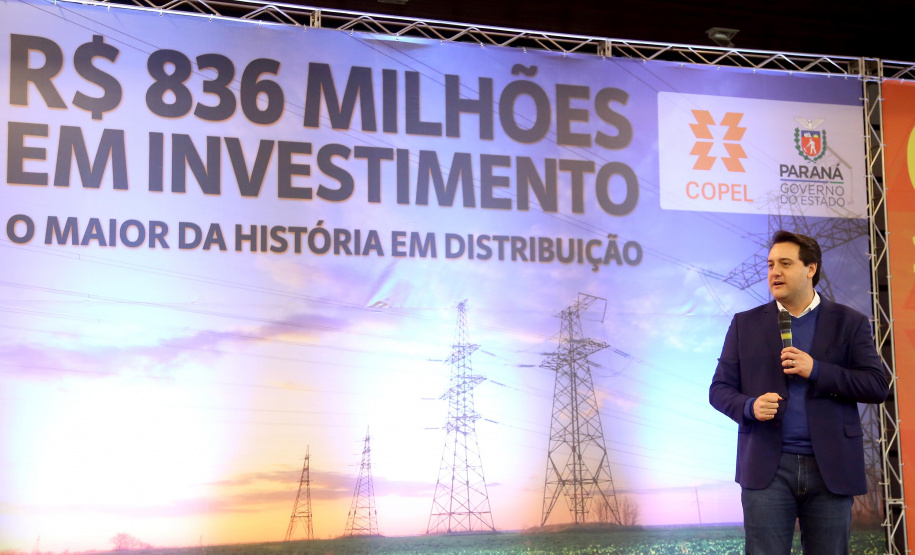 O governador Carlos Massa Ratinho Junior e o presidente da Copel, Daniel Pimentel Slaviero, anunciaram nesta sexta-feira (24) os investimentos da Companhia na região Oeste do Paraná para os próximos três anos. Foto: Jaelson Lucas/ANPr